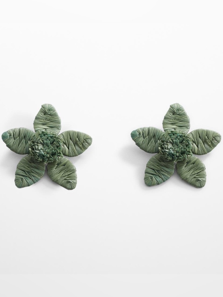 Mango Green Raffia Earrings 50$